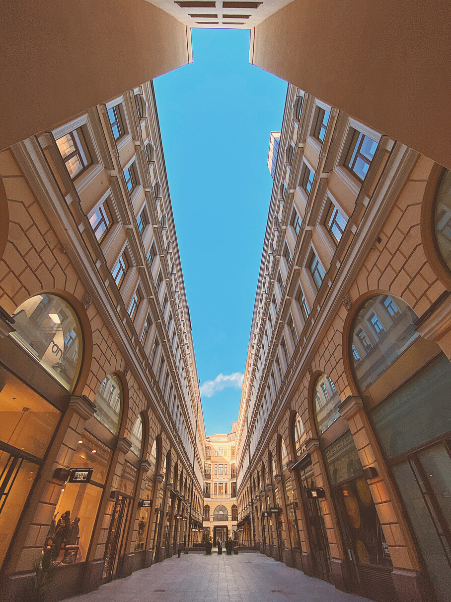 Amazing shopping street with beautiful architecture